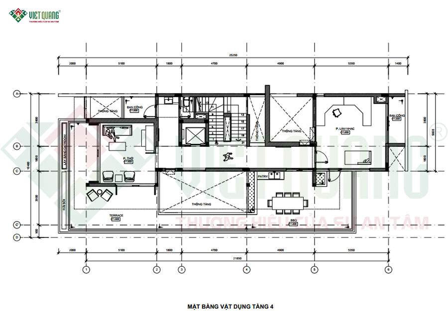 Bố trí công năng mặt bằng tầng 4