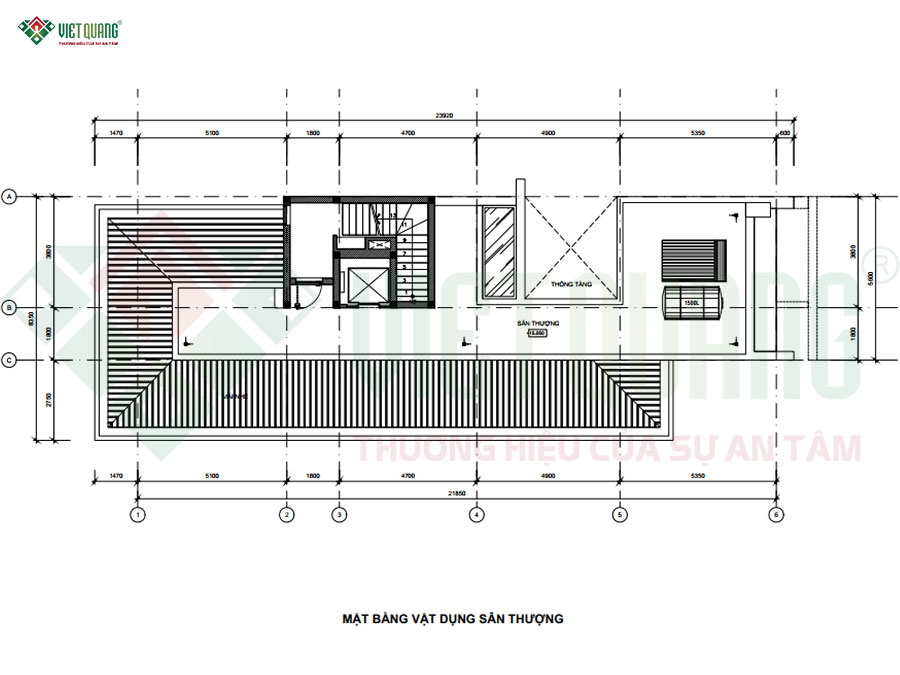 Bố trí công năng mặt bằng tầng thượng
