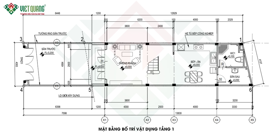 Mặt bằng bố trí vật dựng tầng 1