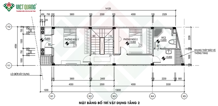 Mặt bằng bố trí vật dựng tầng 2