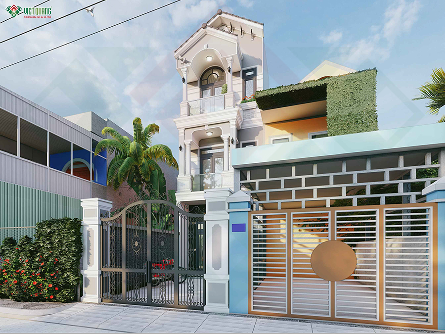 Mẫu thiết kế nhà 3 tầng 4x14m phong cách tân cổ điển