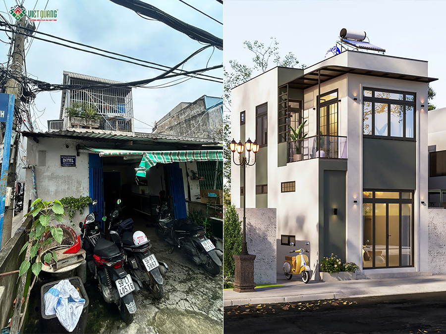 [Đang thi công] Thi công sửa chữa trọn gói nhà 1 trệt 1 lầu 5x8m cho gia đình chị Trinh phường Phú Định 