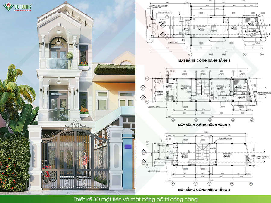 Mẫu thiết kế 3 tầng 4x14m phong cách tân cổ điển – Đẳng cấp tinh tế trong từng chi tiết