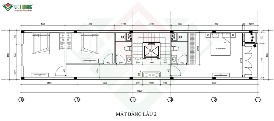 Mặt bằng bố trí công năng nhà 1 trệt 1 lửng 3 lầu tum sân thượng 5x22m