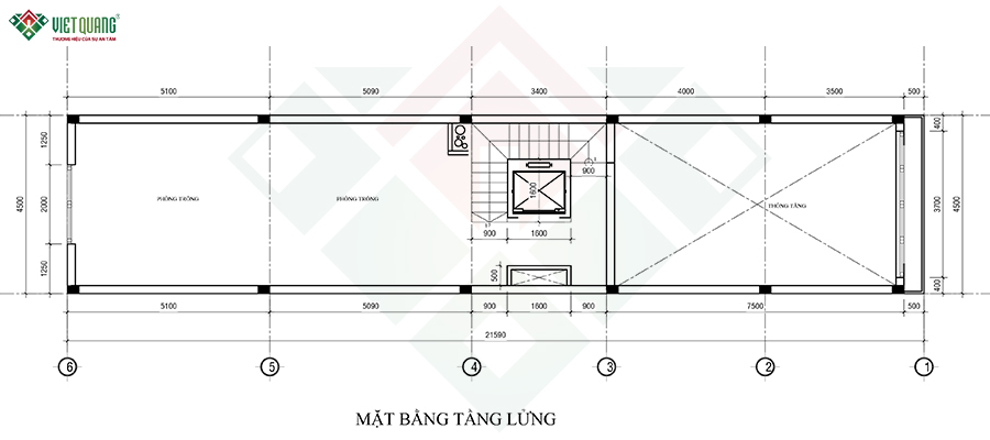 Mặt bằng bố trí công năng nhà 1 trệt 1 lửng 3 lầu tum sân thượng 5x22m