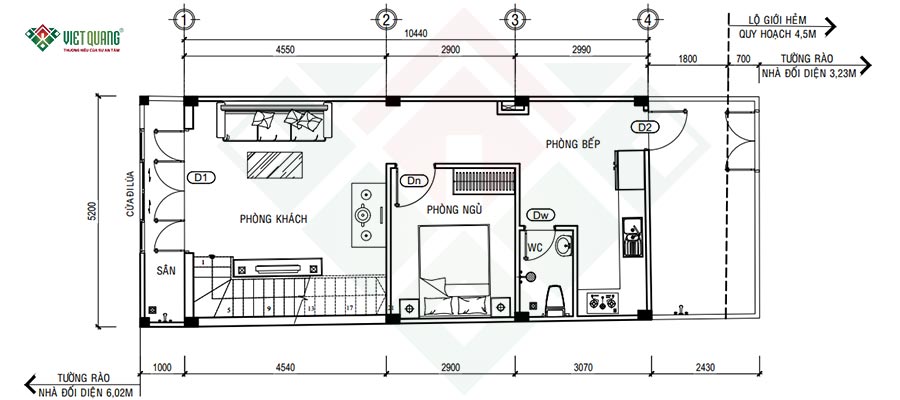 Mặt bằng công năng tầng trệt