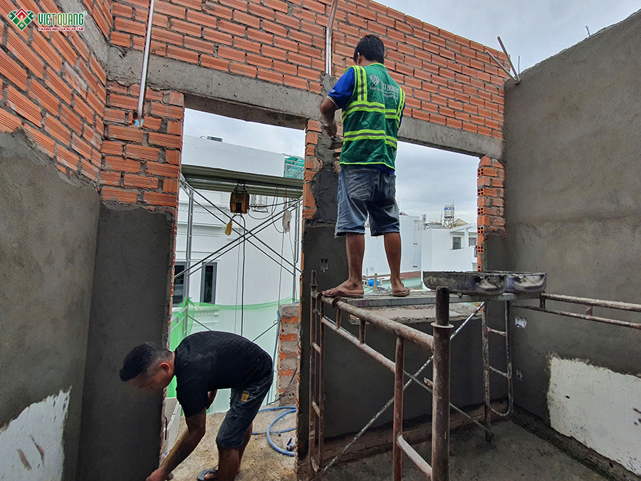 Thi công sửa chữa nhà phố 3 tầng 4x7m chị Kiều phường Bảy Hiền