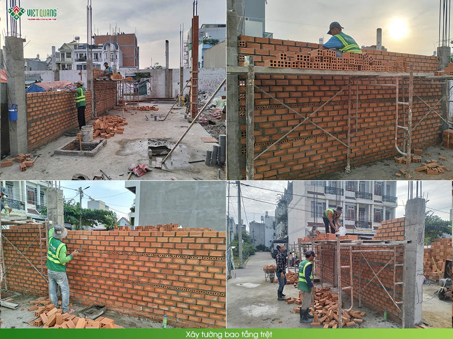 Thi công xây nhà 1 trệt 1 lửng 3 lầu sân thượng 5x22m