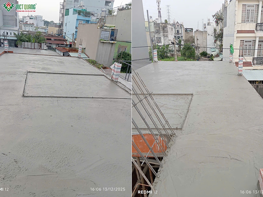 Thi công xây nhà 1 trệt 1 lửng 3 lầu sân thượng 5x22m