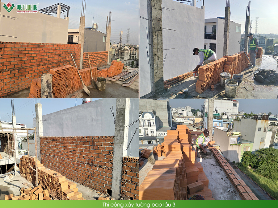Thi công xây nhà 1 trệt 1 lửng 3 lầu sân thượng 5x22m