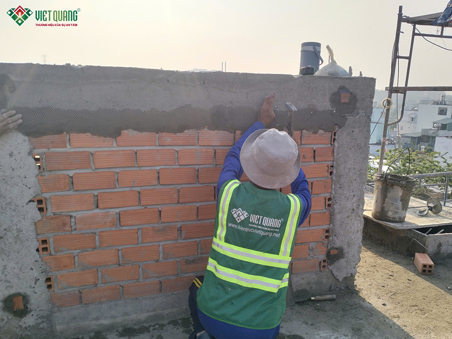 Thi công xây nhà 1 trệt 1 lửng 3 lầu sân thượng 5x22m