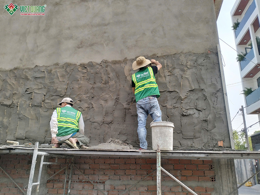 Thi công xây nhà 1 trệt 1 lửng 3 lầu sân thượng 5x22m