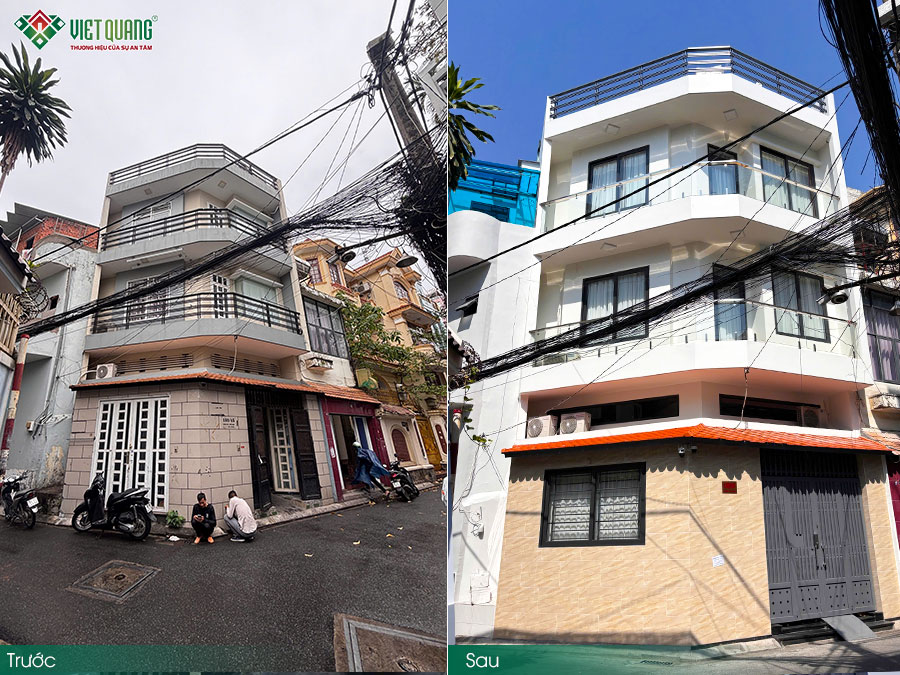 Sửa chữa nhà phố 2 mặt tiền 3 tầng sân thượng 6x11m cho gia đình anh Dũng quận Tân Bình