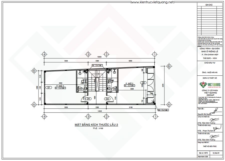 Mặt bằng bố trí công năng lầu 2