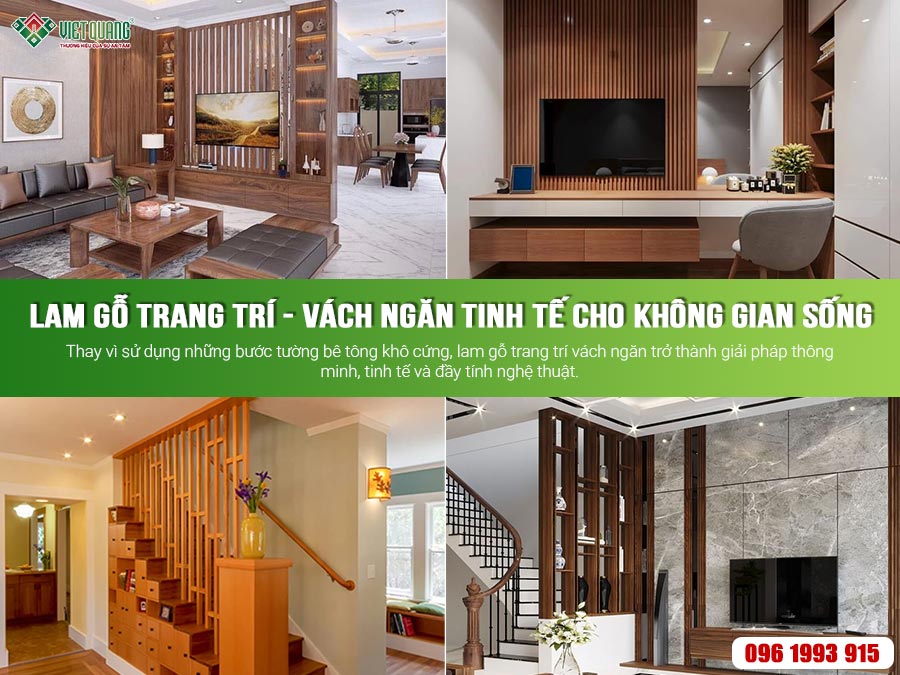 Lam gỗ trang trí vách ngăn tinh tế cho không gian sống