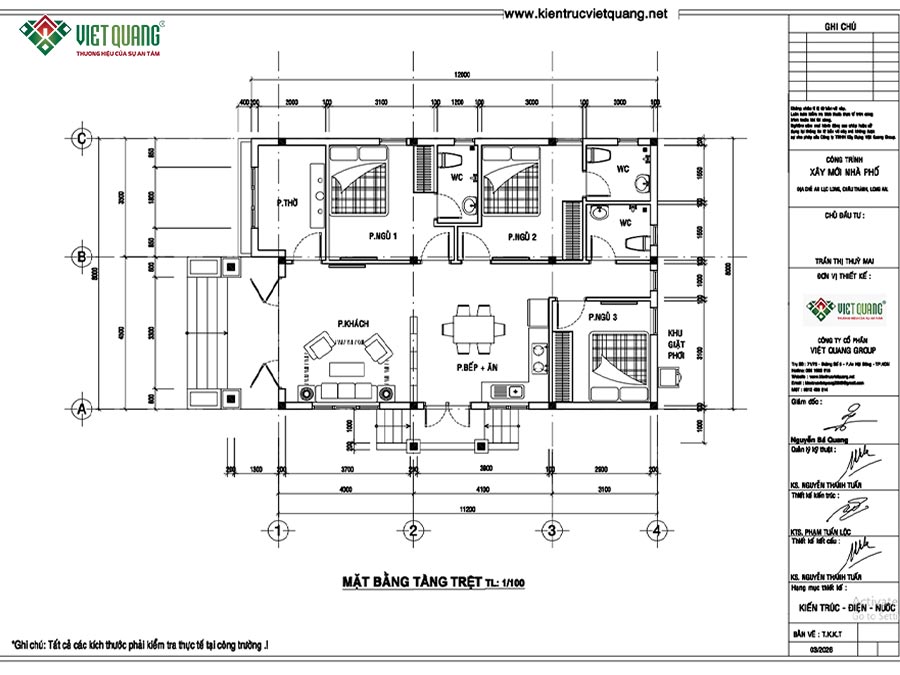 Mặt bằng bố trí công năng biệt thự mái Nhật 8x14m