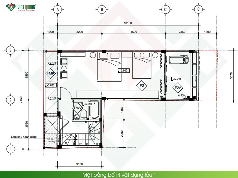 Mặt bằng bố trí vật dụng lầu 1
