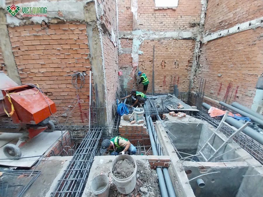 Xây dựng trọn gói nhà 5 tầng có lửng 4x12m