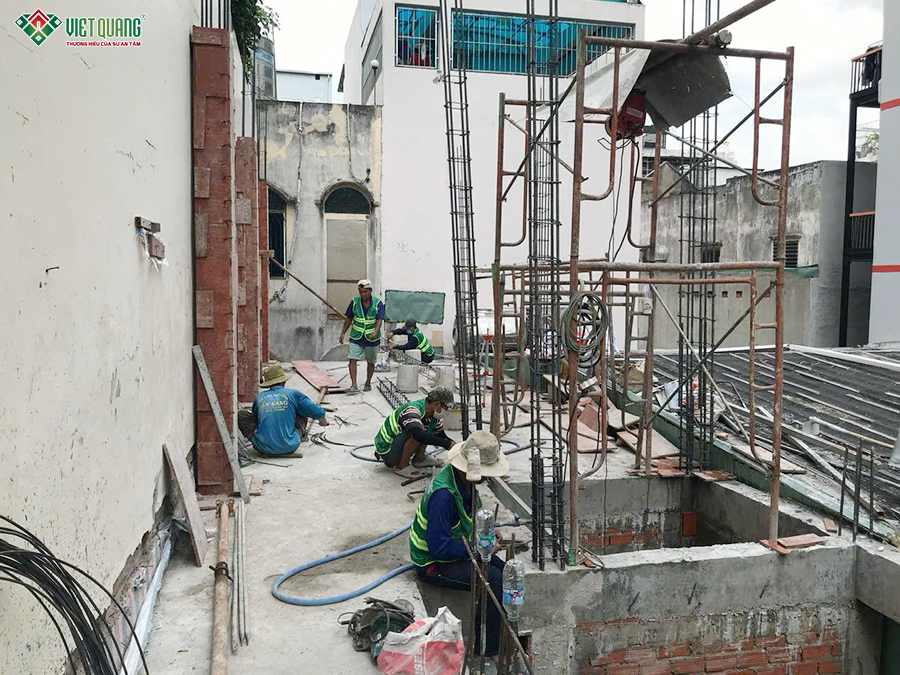 Thi công xây dựng nhà 1 trệt 3 lầu tum sân thượng 5x15m