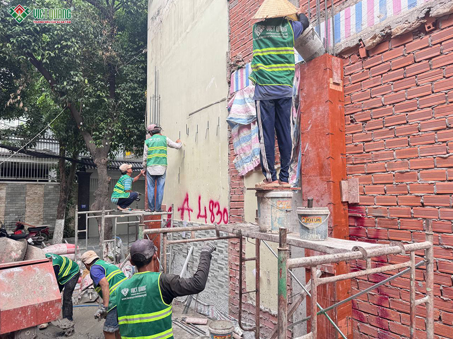 Thi công xây dựng nhà 1 trệt 3 lầu tum sân thượng 5x15m