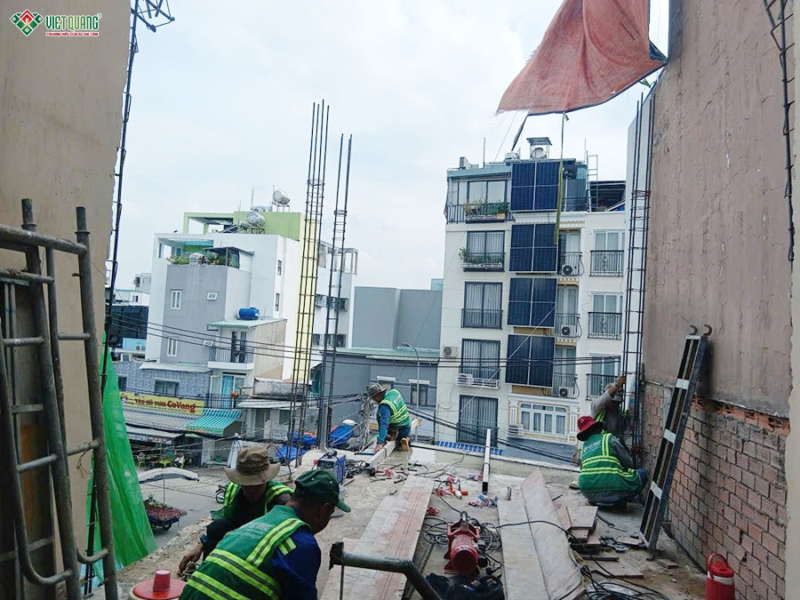 Gia công cốt thép cột lầu 2