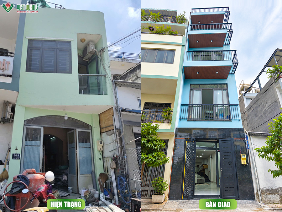 Quá trình sửa chữa nâng tầng nhà phố 2 tầng 4x12m chú Dũng ngụ phường Bình Thạnh, TP.HCM