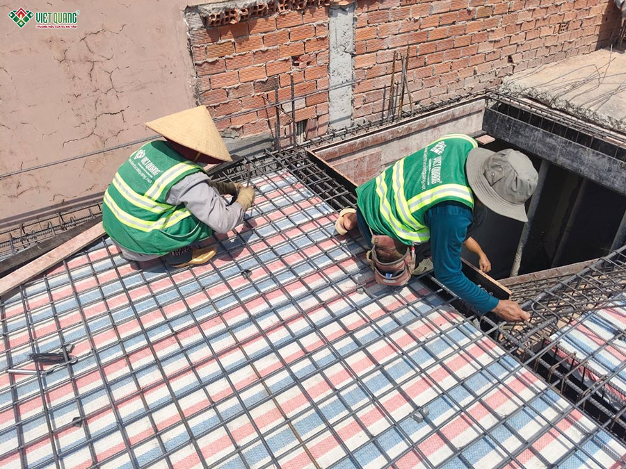 Gia công cốt thép dầm sàn lầu 3