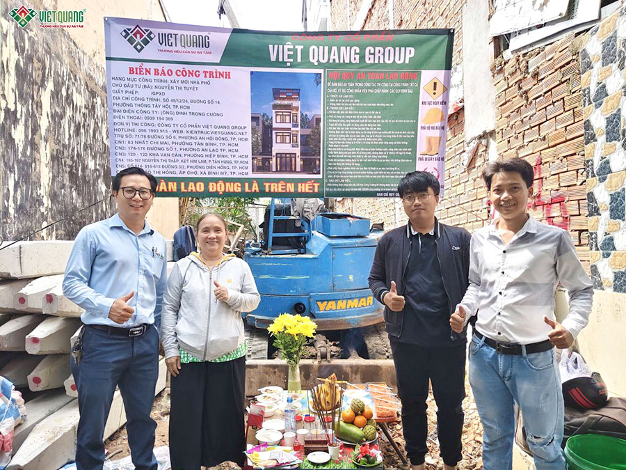 Khởi công xây dựng nhà phố 3 tầng tum sân thượng cho gia đình chị Tuyết phường Thông Tây Hội