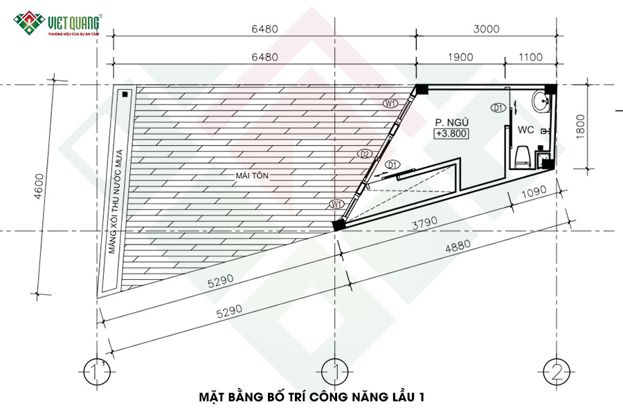 Mặt bằng bố trí công năng lầu 1