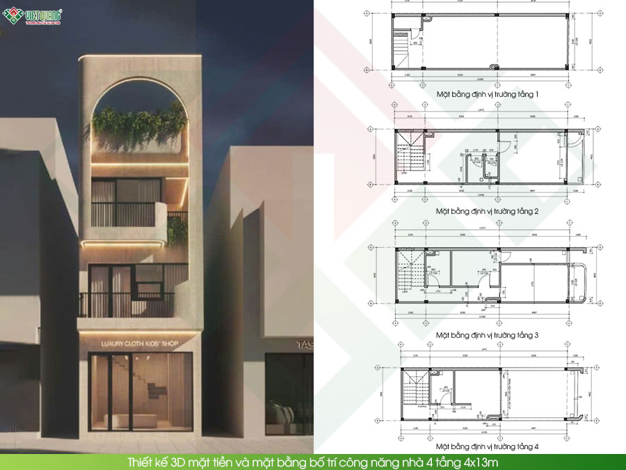 [Đang thi công] Thiết kế thi công trọn gói nhà phố 4 tầng 4x13m chị Ngân tại Phường Phú Thạnh 