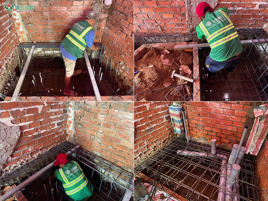 Thi công móng nhà 2 tầng 4.6x9.5m chị Huệ phường Bình Trị Đông