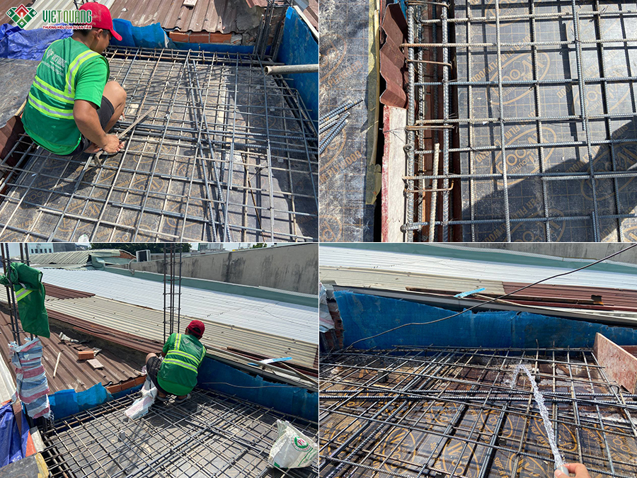 Thi công xây thô khung nhà 2 tầng 4.6x9.5m chị Huệ phường Bình Trị Đông