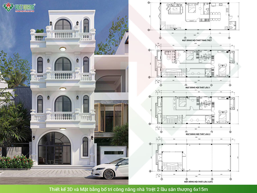 Nhà Phố Tân Cổ Điển 1 Trệt 2 Lầu Sân Thượng 6x15m – Khi Thẩm Mỹ Và Công Năng Được Kết Hợp Hoàn Hảo