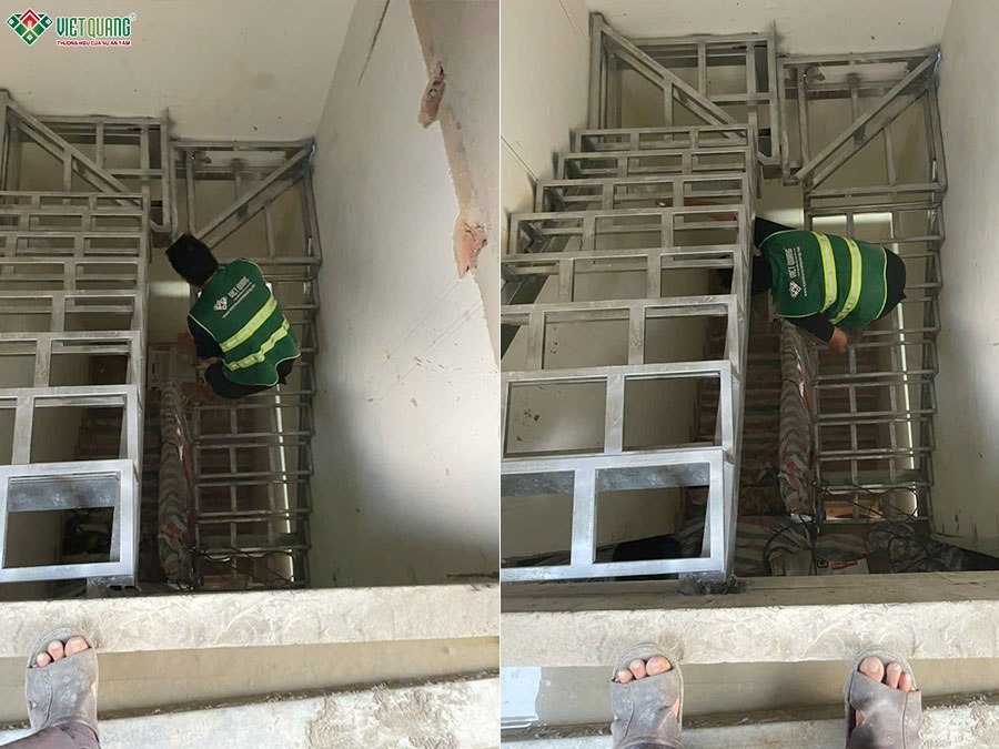 Thi công lắp đặt cầu thang sắt