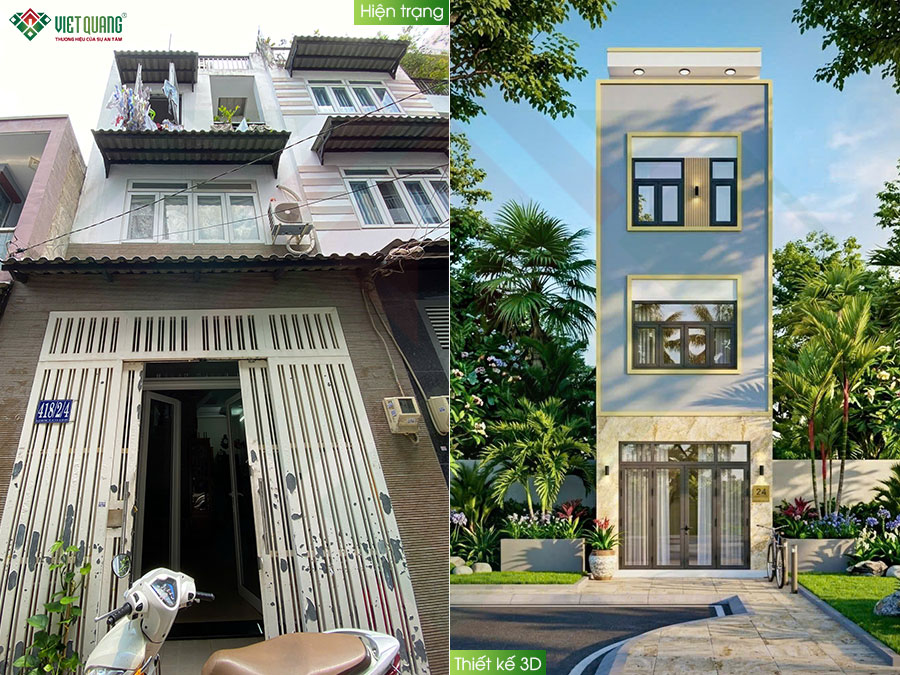 [Đang thi công] Sửa nhà nâng tầng 4x9m – Lột xác nhà phố 3 tầng cho anh Dũng phường An Hội Đông 