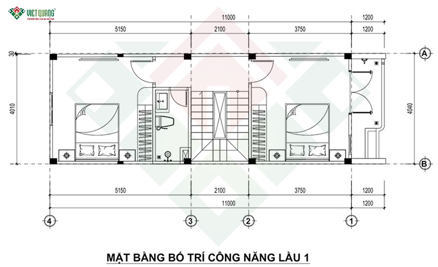 Mặt bằng bố trí công năng lầu 1
