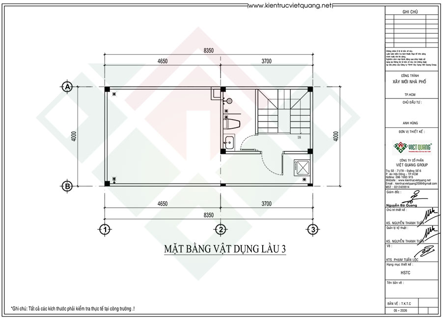 Mặt bằng bố trí công năng tum sân thượng
