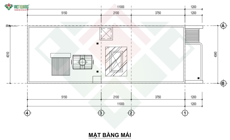 Mặt bằng bố trí công năng mái