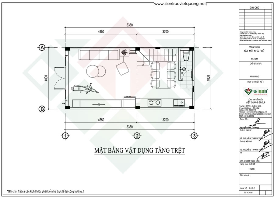 Mặt bằng bố trí công năng tầng trệt