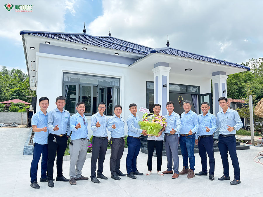 Bàn giao biệt thự 1 tầng mái Nhật 3 phòng ngủ cho gia đình anh Nhân tại xã Củ Chi, TP.HCM