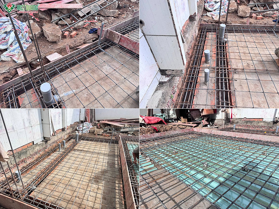 Gia công lắp dựng sắt dầm, sàn tầng trệt