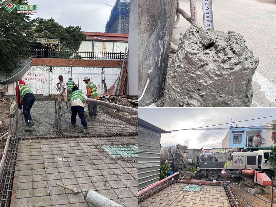 Thi công đổ bê tông dầm sàn tầng trệt