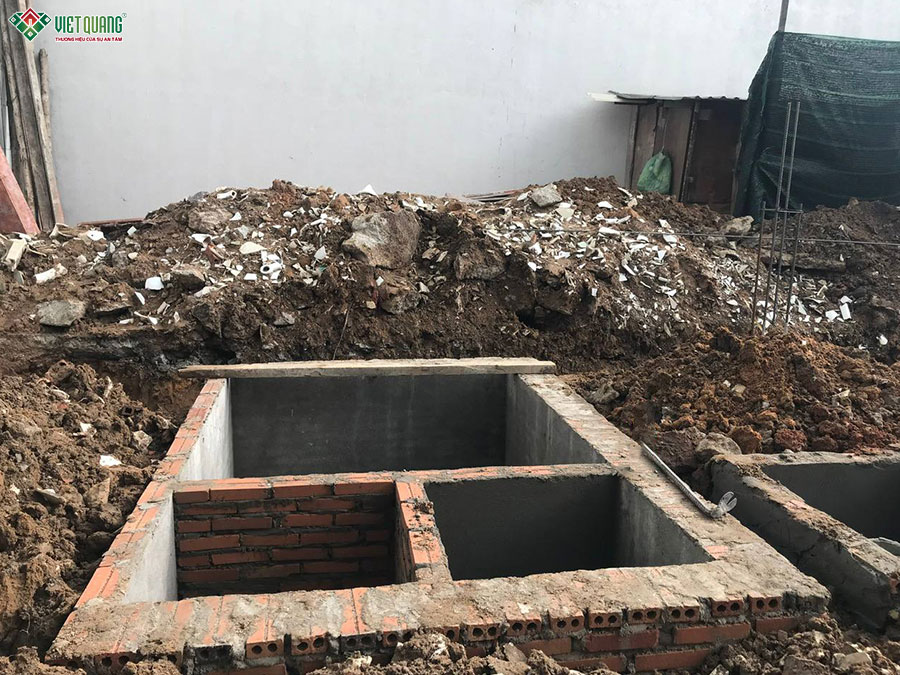 Thi công tô hầm tự hoại, hố gas