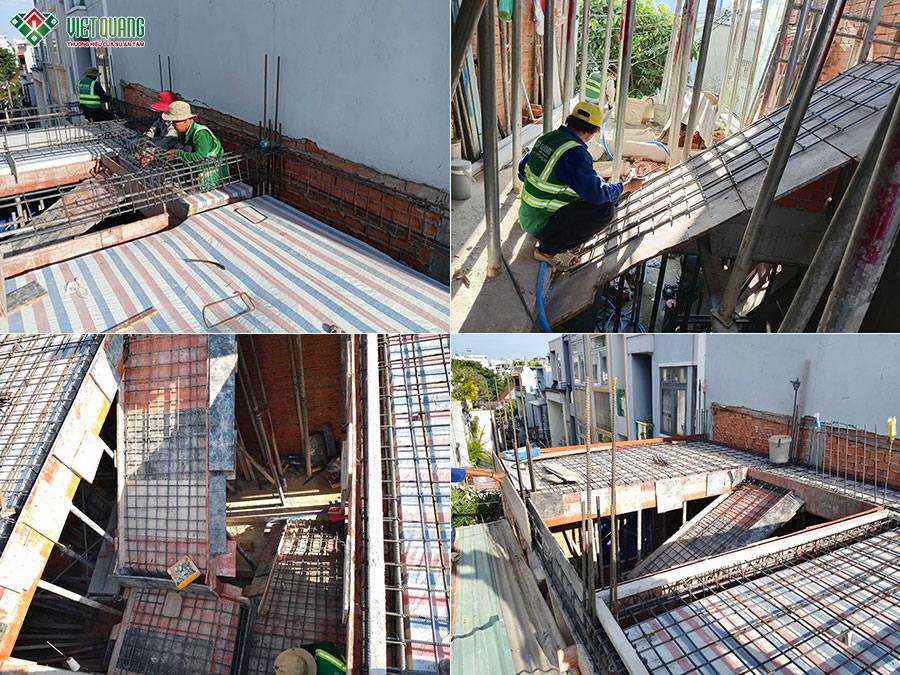 Thi công xây dựng nhà 1 trệt 2 lầu tum sân thượn 4x9m