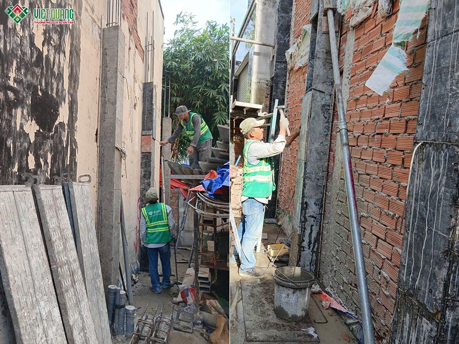 Thi công xây dựng nhà 1 trệt 2 lầu tum sân thượn 4x9m