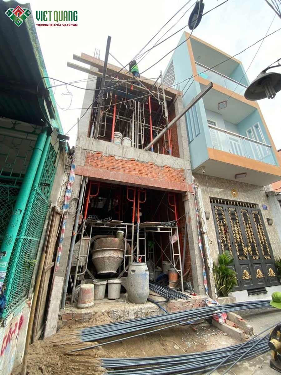 thi công xây dựng nhà phố 3 tầng sân thượng 4x12m
