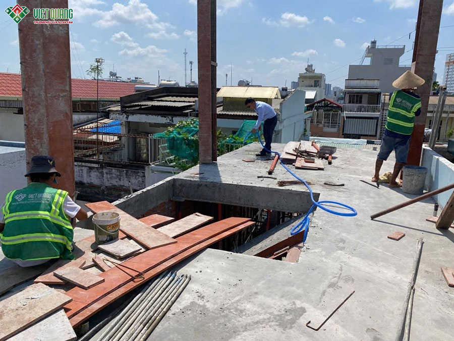 thi công xây dựng nhà phố 3 tầng sân thượng 4x12m