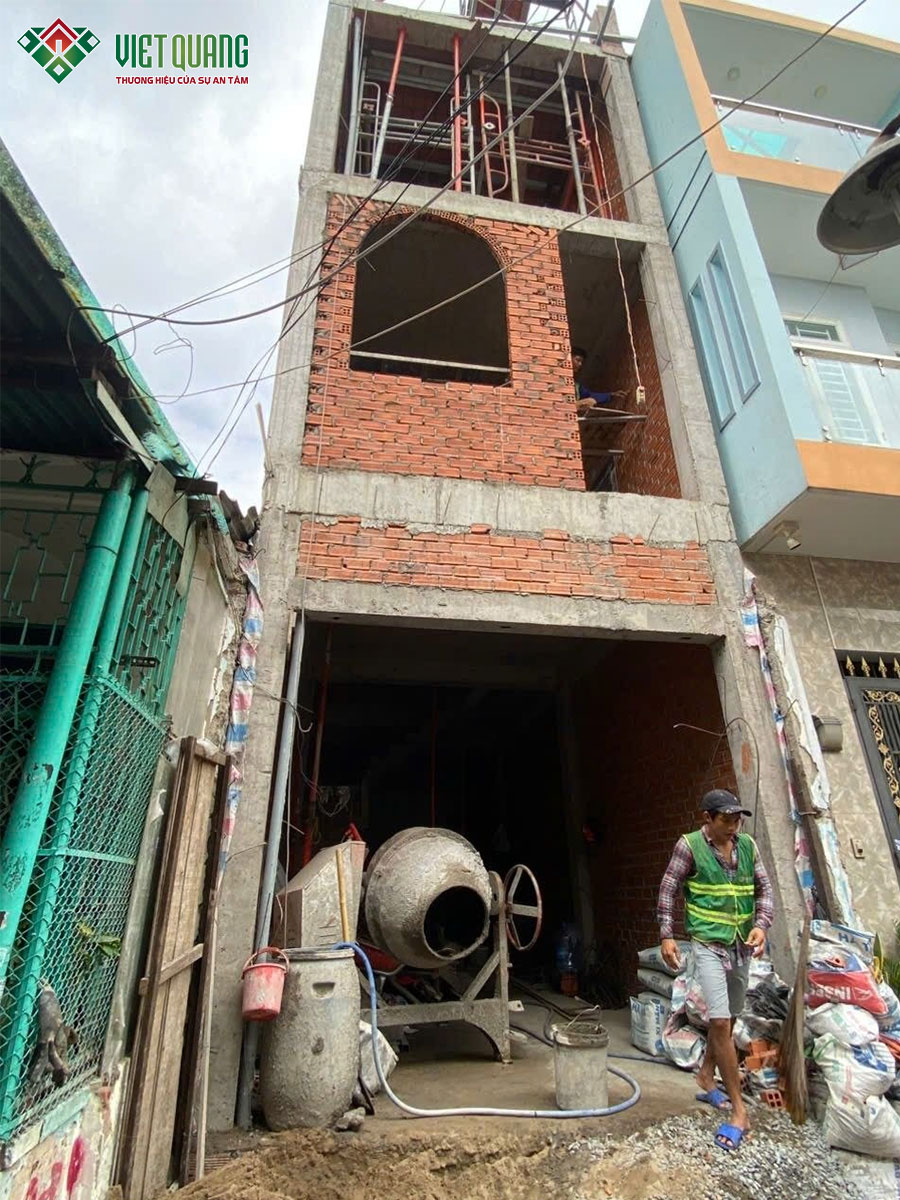 thi công xây dựng nhà phố 3 tầng sân thượng 4x12m