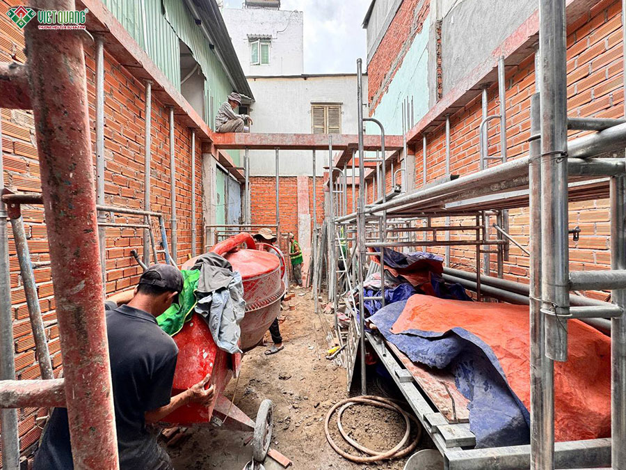 Thi công xây dựng nhà phố 3 tầng tum sân thượng 4x8m phường Nhiêu Lộc