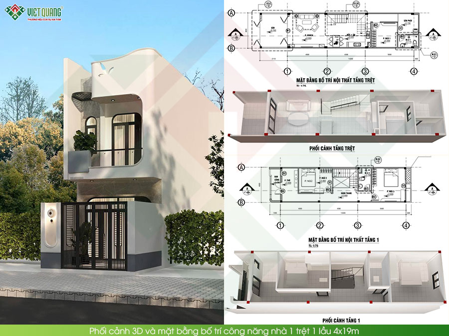 [Đang thi công] Thi công trọn gói nhà phố 1 trệt 1 lầu 4x19m tại phường Dĩ An TP.HCM cho gia đình anh Phi 